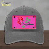 Illustrated Rose On Pink Chaise Lounge Novelty License Plate Hat Unconstructed Cotton / Charcoal