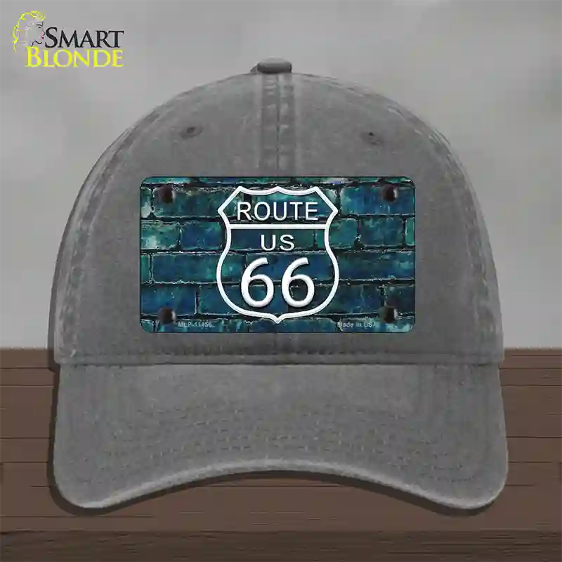 Route 66 Blue Brick Wall Novelty License Plate Hat Unconstructed Cotton / Charcoal