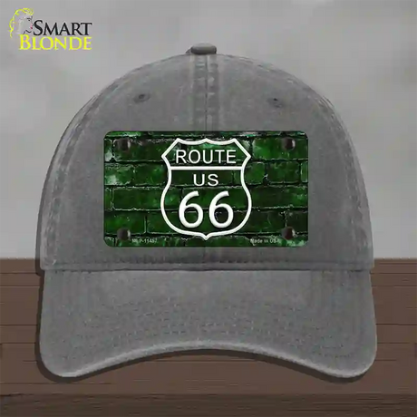 Route 66 Green Brick Wall Novelty License Plate Hat Unconstructed Cotton / Charcoal