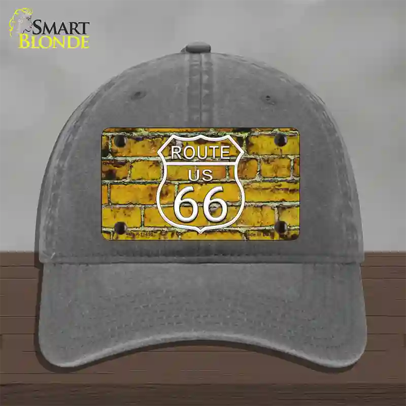 Route 66 Yellow Brick Wall Novelty License Plate Hat Unconstructed Cotton / Charcoal