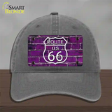 Route 66 Purple Brick Wall Novelty License Plate Hat Unconstructed Cotton / Charcoal