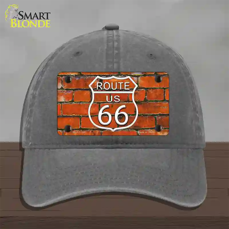 Route 66 Orange Brick Wall Novelty License Plate Hat Unconstructed Cotton / Charcoal