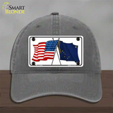 Alaska Crossed US Flag Novelty License Plate Hat Unconstructed Cotton / Charcoal