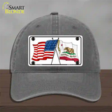 California Crossed US Flag Novelty License Plate Hat Unconstructed Cotton / Charcoal