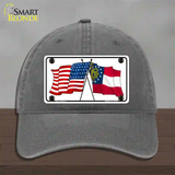 Georgia Crossed US Flag Novelty License Plate Hat Unconstructed Cotton / Charcoal