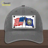 New Hampshire Crossed US Flag Novelty License Plate Hat Unconstructed Cotton / Charcoal