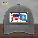 South Dakota Crossed US Flag Novelty License Plate Hat Unconstructed Cotton / Charcoal