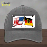 Germany Crossed US Flag Novelty License Plate Hat Unconstructed Cotton / Charcoal