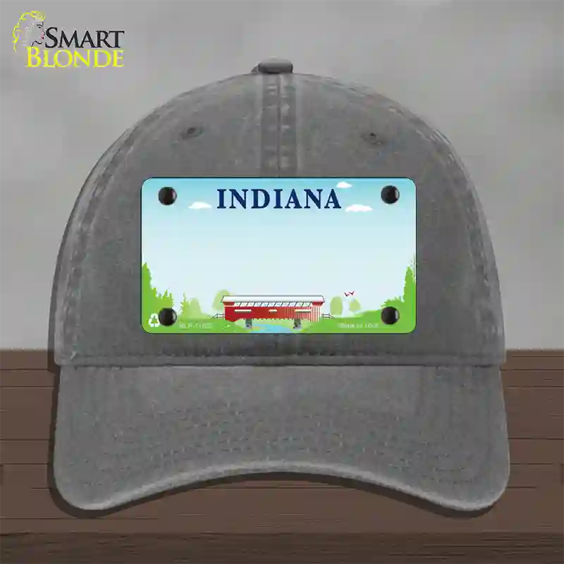 Indiana Recycle State Blank Novelty License Plate Hat Unconstructed Cotton / Charcoal