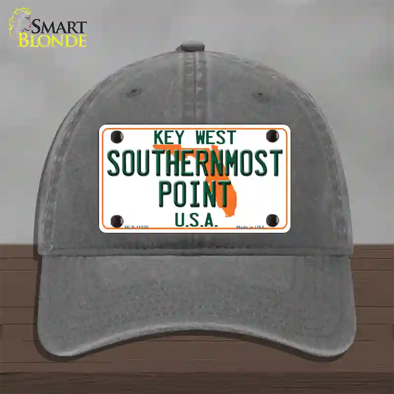 Key West Southernmost Point Novelty License Plate Hat Unconstructed Cotton / Charcoal