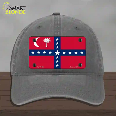 South Carolina Sovereignty Flag Novelty License Plate Hat Unconstructed Cotton / Charcoal