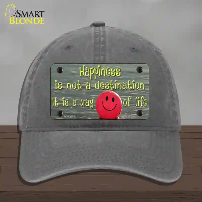 Happiness Way Of Life Ball Novelty License Plate Hat Unconstructed Cotton / Charcoal