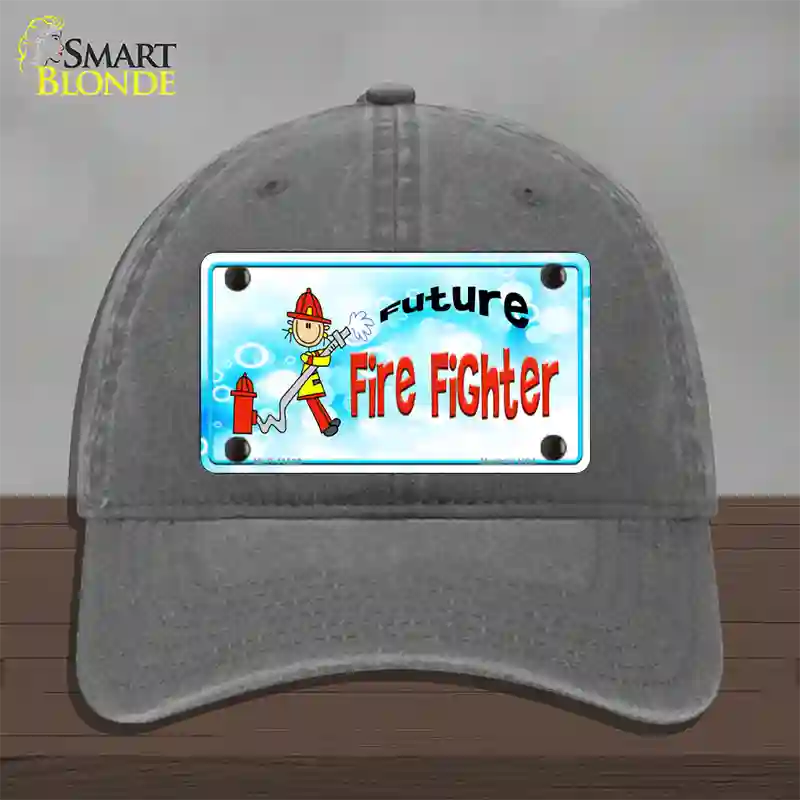 Future Fire Fighter Novelty License Plate Hat Unconstructed Cotton / Charcoal