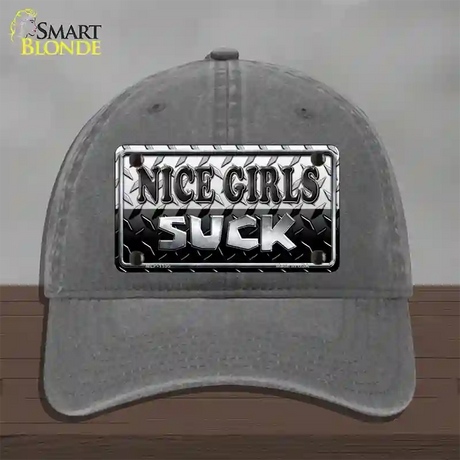 Nice Girls Suck Novelty License Plate Hat Unconstructed Cotton / Charcoal