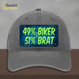 49% Biker 51% Brat Novelty License Plate Hat Unconstructed Cotton / Charcoal