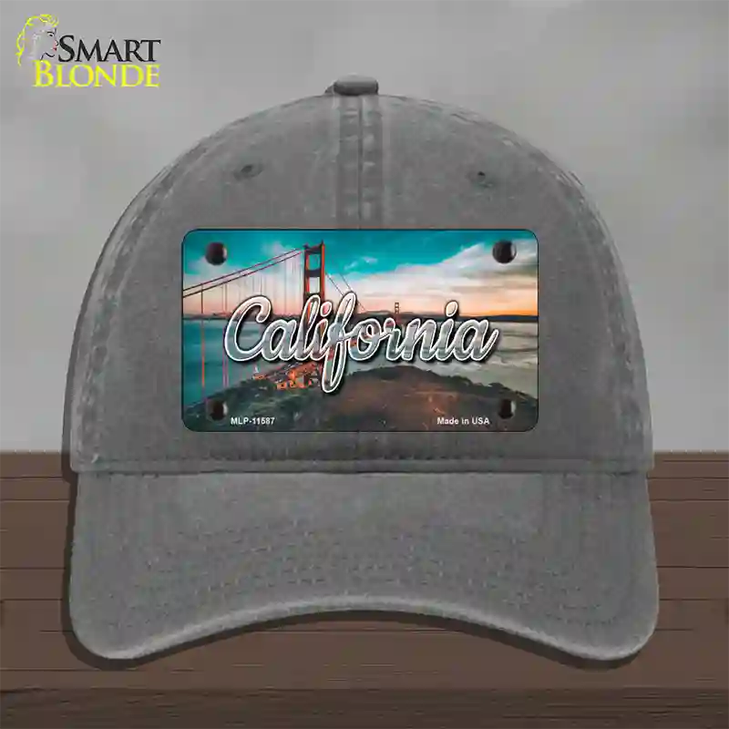 California Golden Gate Bridge State Novelty License Plate Hat Unconstructed Cotton / Charcoal