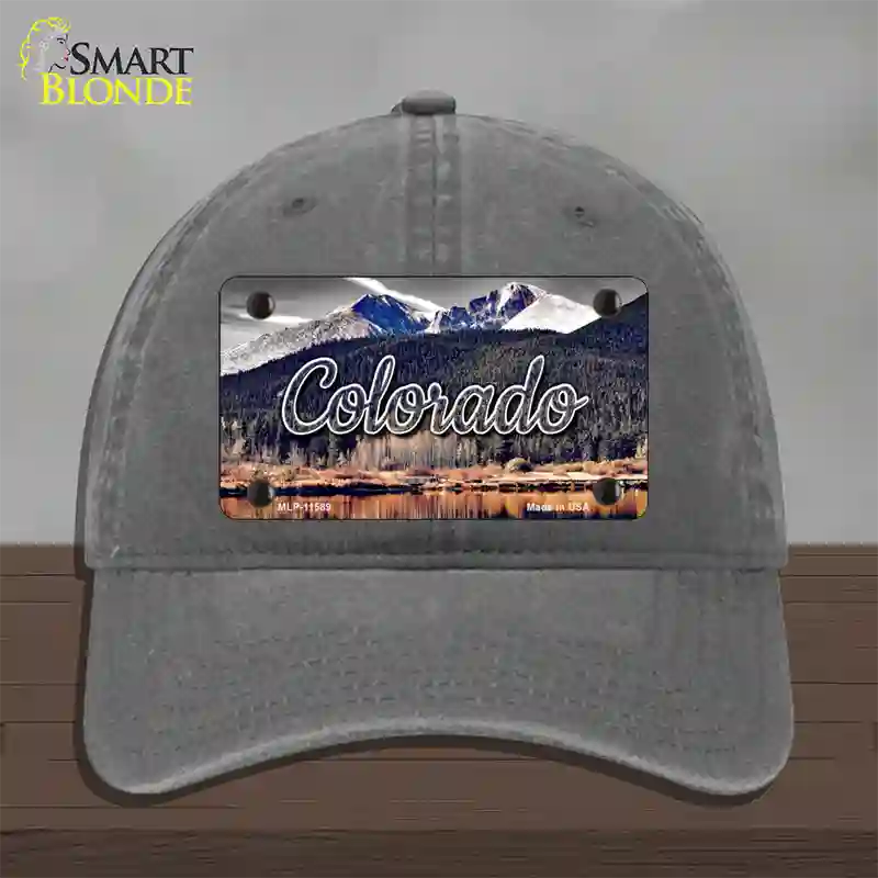 Colorado Forest and Mountains State Novelty License Plate Hat Unconstructed Cotton / Charcoal