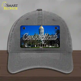 Connecticut Capital Building State Novelty License Plate Hat Unconstructed Cotton / Charcoal