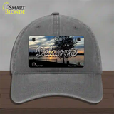 Delaware River Sunset State Novelty License Plate Hat Unconstructed Cotton / Charcoal