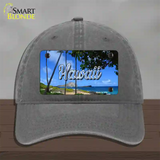 Hawaii Palm Trees State Novelty License Plate Hat Unconstructed Cotton / Charcoal