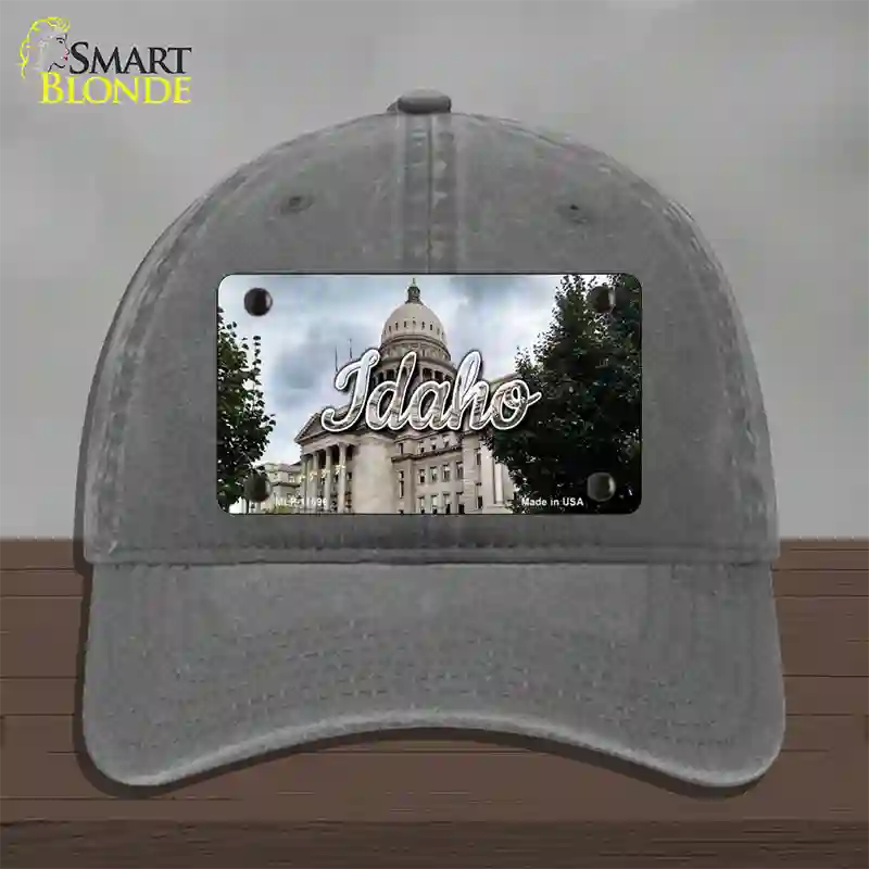 Idaho Capital Building State Novelty License Plate Hat Unconstructed Cotton / Charcoal