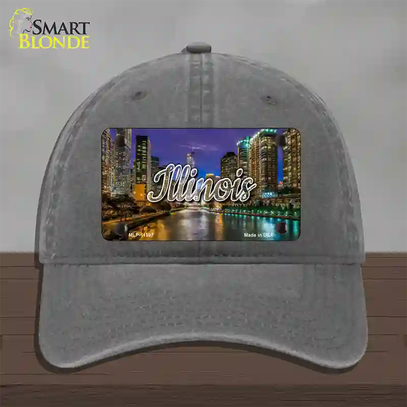 Illinois River City Lights State Novelty License Plate Hat Unconstructed Cotton / Charcoal