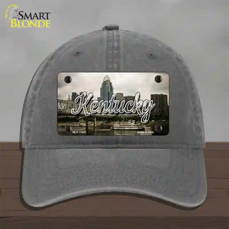 Kentucky City Skyline State Novelty License Plate Hat Unconstructed Cotton / Charcoal