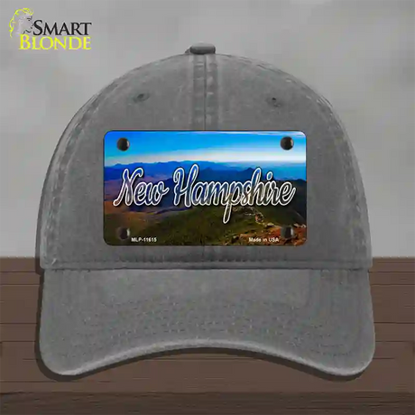 New Hampshire Mountain Range State Novelty License Plate Hat Unconstructed Cotton / Charcoal