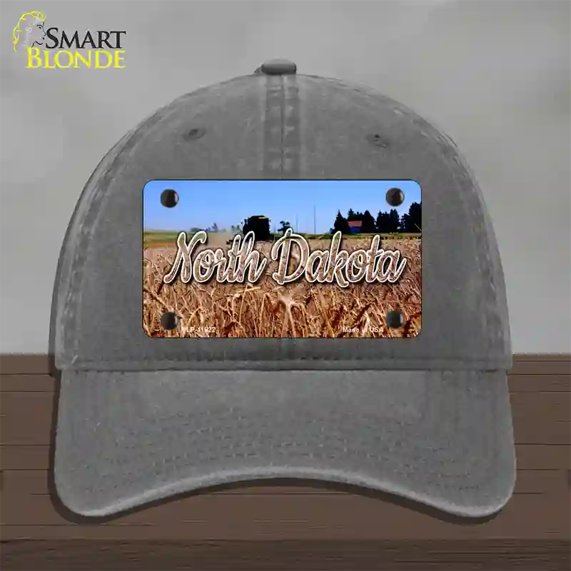 North Dakota Wheat Farm State Novelty License Plate Hat Unconstructed Cotton / Charcoal