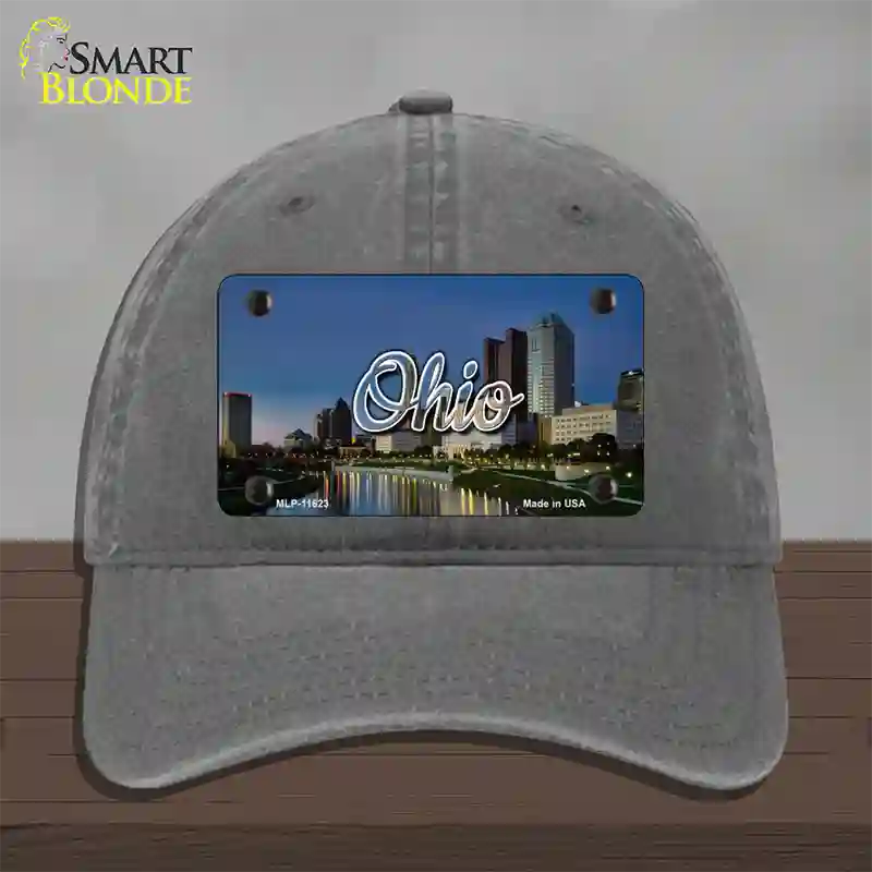 Ohio River City Skyline State Novelty License Plate Hat Unconstructed Cotton / Charcoal