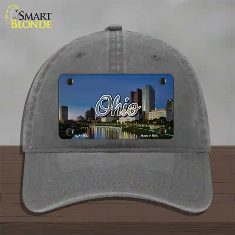 Ohio River City Skyline State Novelty License Plate Hat Unconstructed Cotton / Charcoal