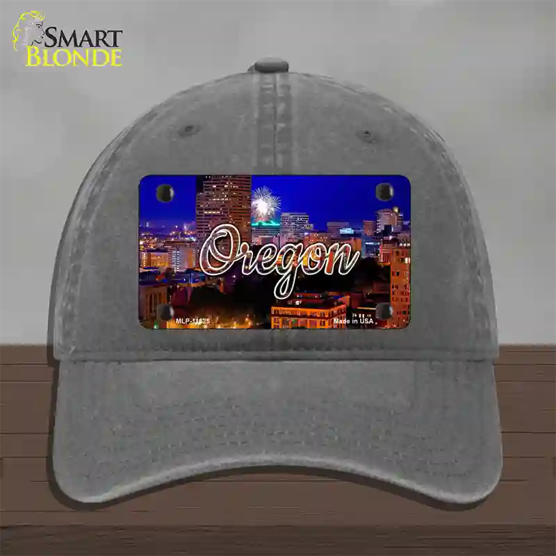 Oregon Firework City Lights State Novelty License Plate Hat Unconstructed Cotton / Charcoal