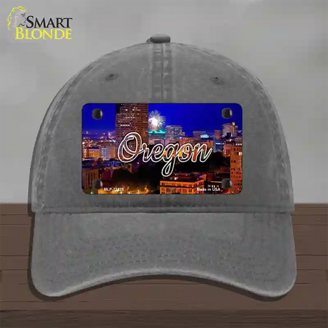 Oregon Firework City Lights State Novelty License Plate Hat Unconstructed Cotton / Charcoal