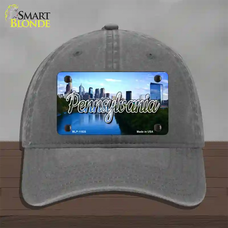 Pennsylvania Delaware City Skyline State Novelty License Plate Hat Unconstructed Cotton / Charcoal