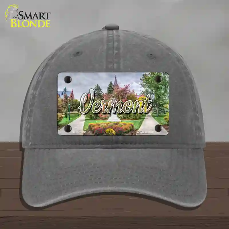 Vermont State Building State Novelty License Plate Hat Unconstructed Cotton / Charcoal