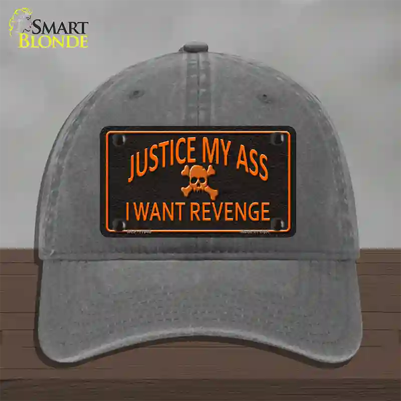 Justice My Ass Novelty License Plate Hat Unconstructed Cotton / Charcoal