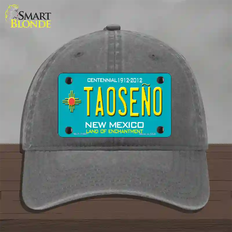 Taoseno Teal New Mexico Novelty License Plate Hat Unconstructed Cotton / Charcoal