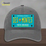 Des Montes Teal New Mexico Novelty License Plate Hat Unconstructed Cotton / Charcoal