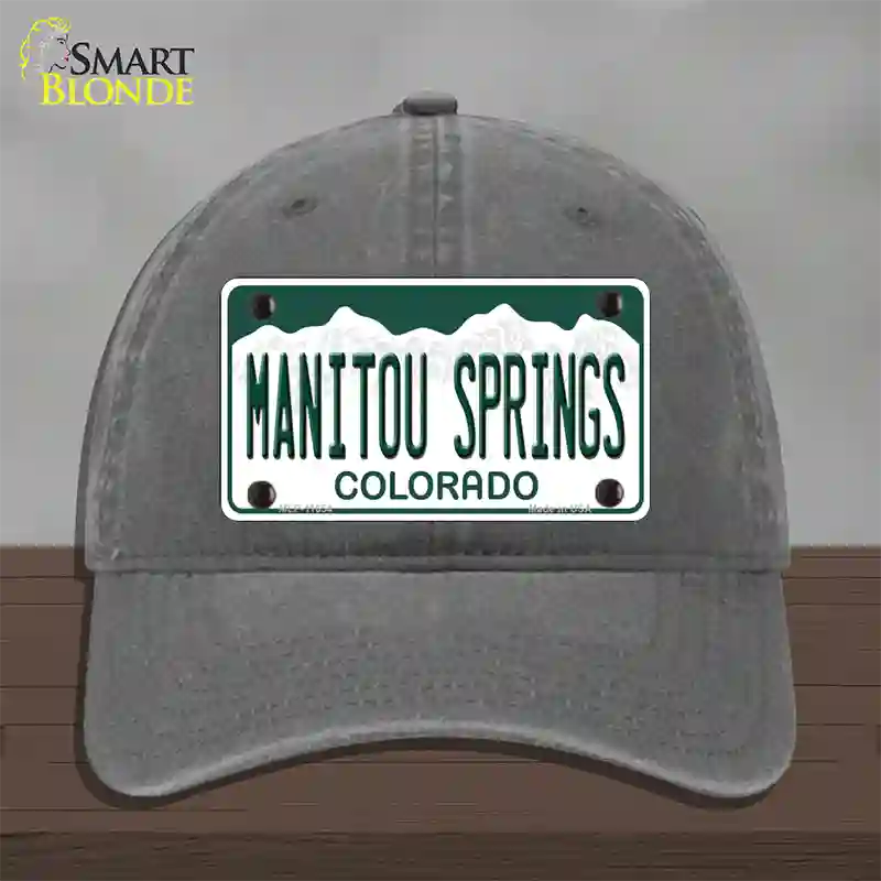 Manitou Springs Colorado Novelty License Plate Hat Unconstructed Cotton / Charcoal