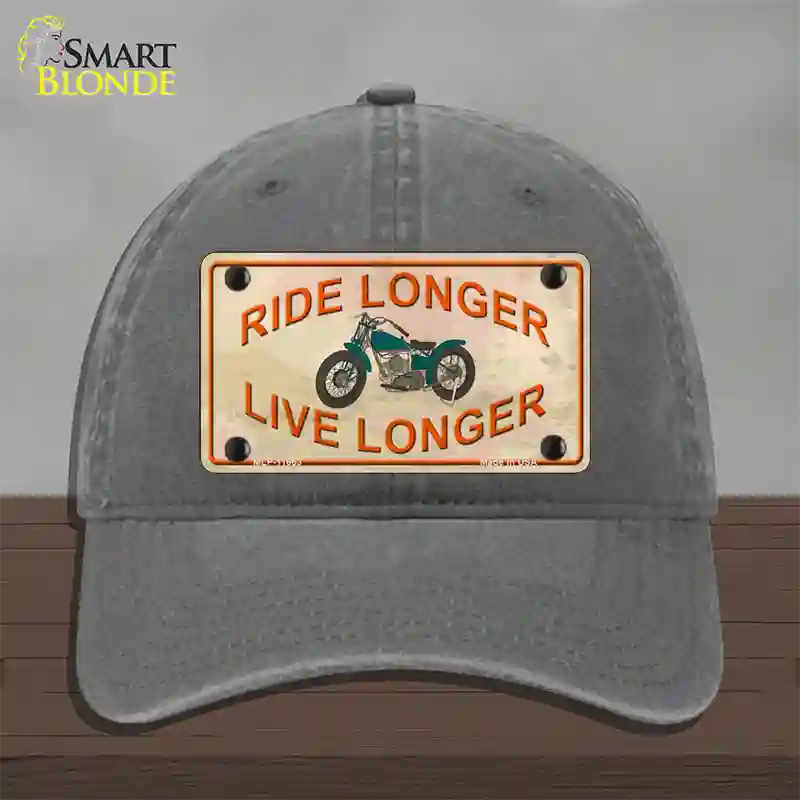 Ride Longer Live Longer Novelty License Plate Hat Unconstructed Cotton / Charcoal