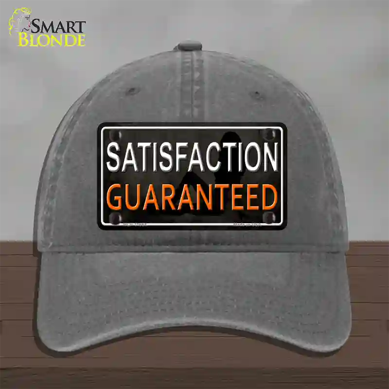 Satisfaction Guaranteed Novelty License Plate Hat Unconstructed Cotton / Charcoal