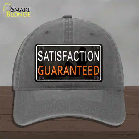 Satisfaction Guaranteed Novelty License Plate Hat Unconstructed Cotton / Charcoal