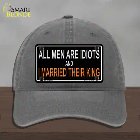 All Men Are Idiots Novelty License Plate Hat Unconstructed Cotton / Charcoal