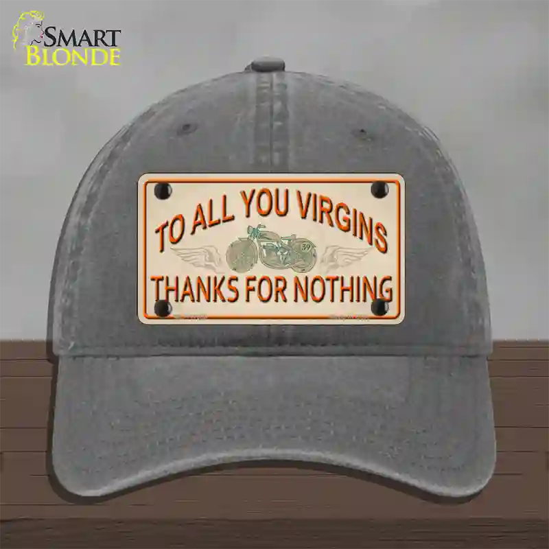 To All You Virgins Novelty License Plate Hat Unconstructed Cotton / Charcoal