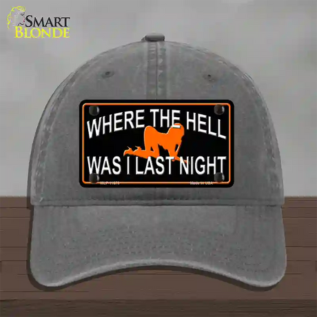 Where The Hell Novelty License Plate Hat Unconstructed Cotton / Charcoal