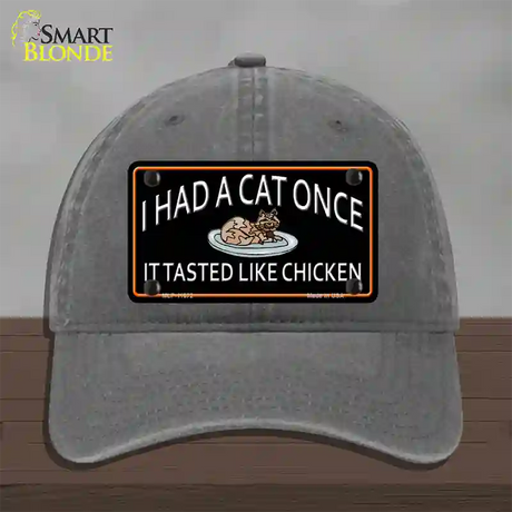 I Had A Cat Once Novelty License Plate Hat Unconstructed Cotton / Charcoal