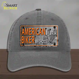 American Biker Novelty License Plate Hat Unconstructed Cotton / Charcoal