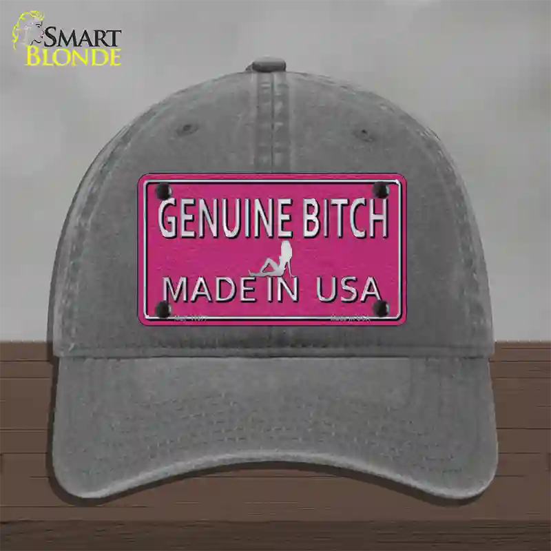 Genuine Bitch Made In USA Novelty License Plate Hat Unconstructed Cotton / Charcoal