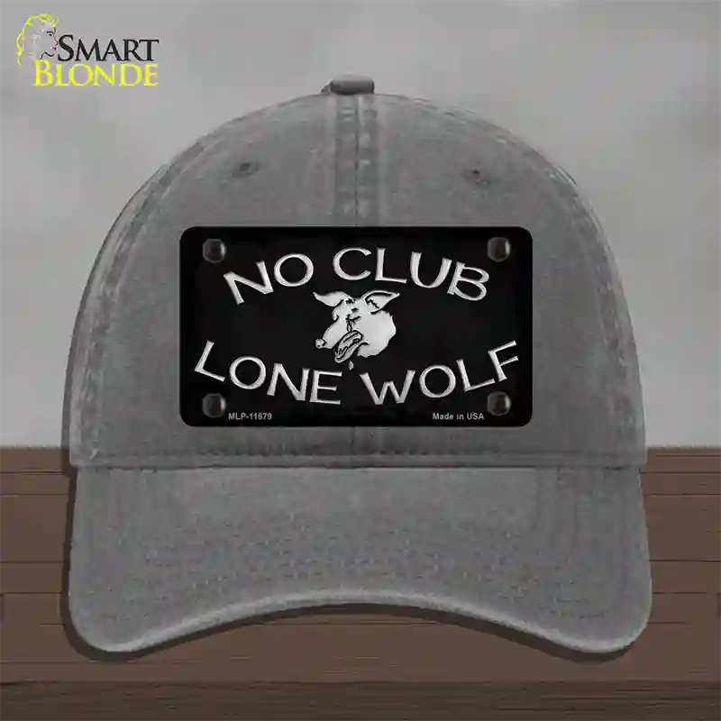 No Club Lone Wolf Novelty License Plate Hat Unconstructed Cotton / Charcoal