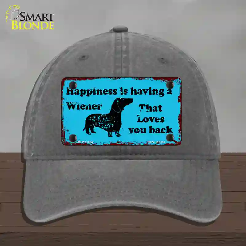 Happiness Is Having A Wiener Novelty License Plate Hat Unconstructed Cotton / Charcoal